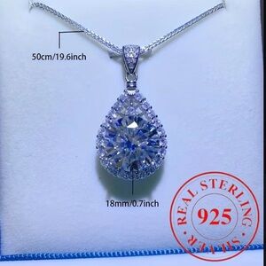 Moissanite Elegant Silver Necklace and Moissanite Ring Set Size